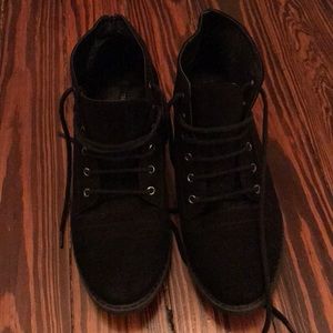 Black suede lace up booties